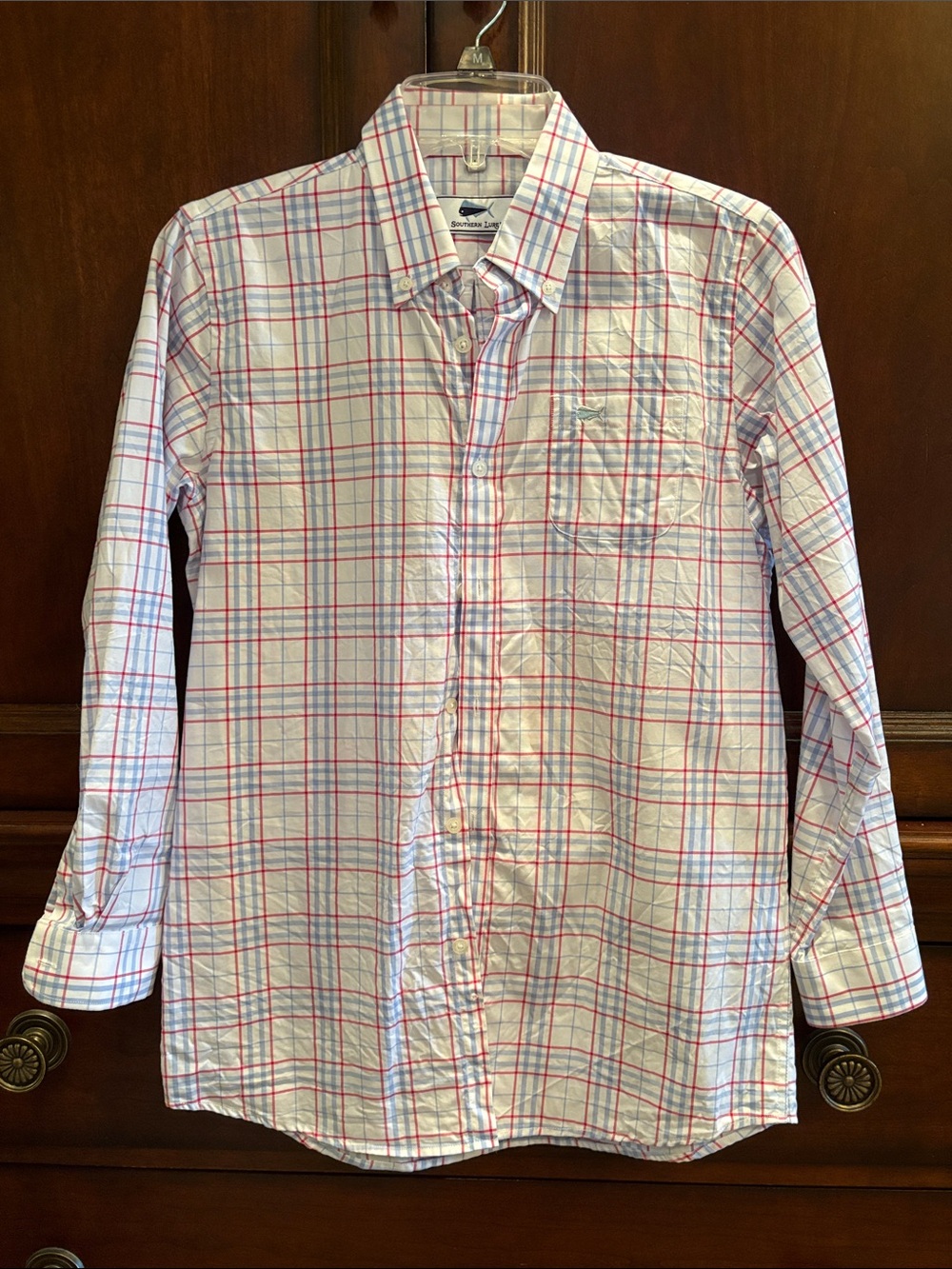 ✨ LIKE NEW ✨ boys Southern Lure Button-Down Plaid Dress Shirt, YL